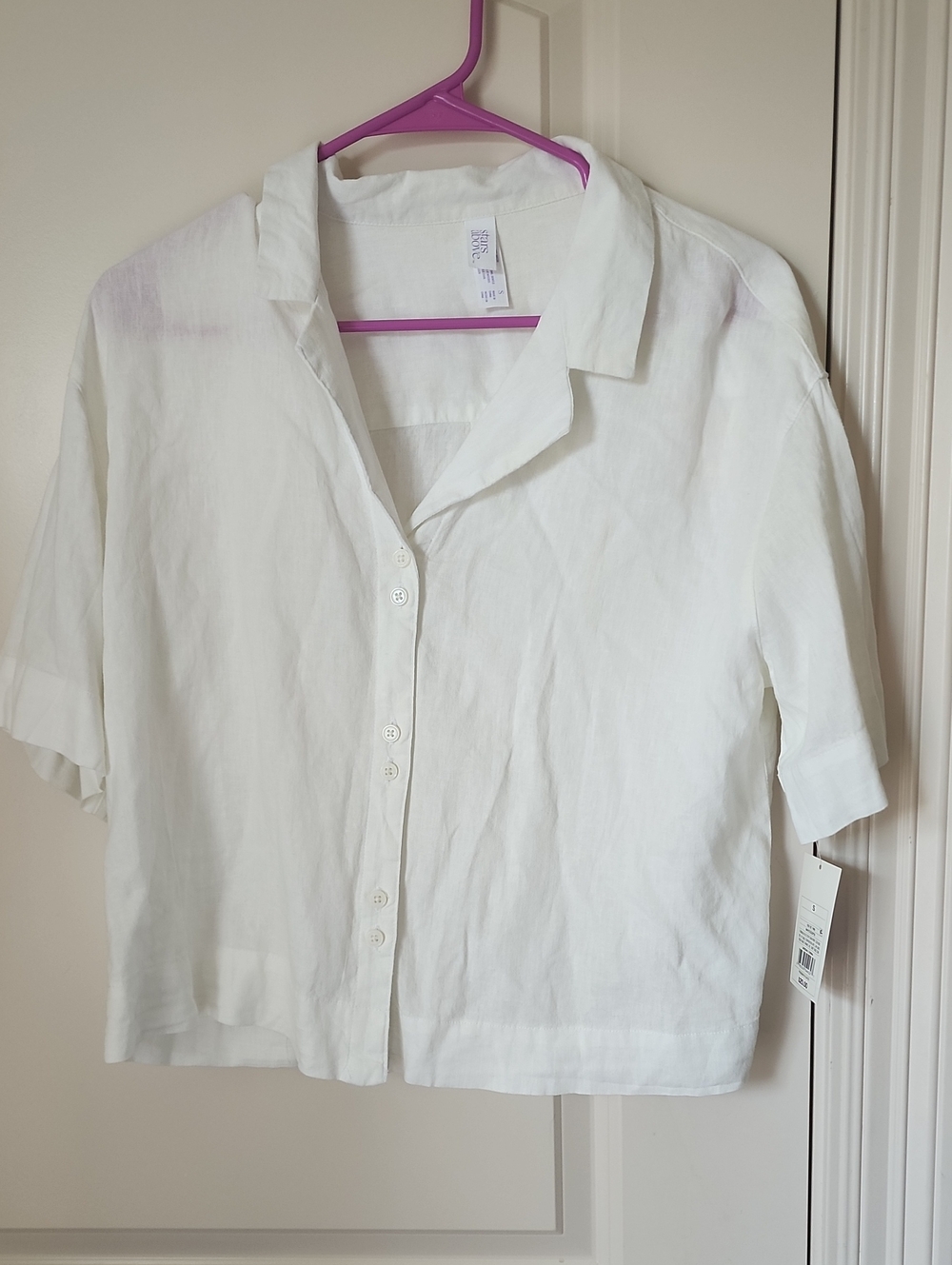 stars above White Short-Sleeve Button-Down Shirt
